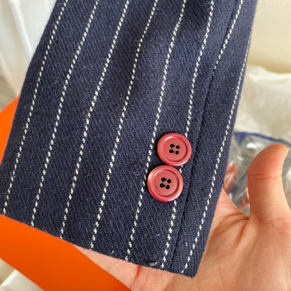 Vintage navy stripe blazer with thread details - Picture 3 of 5